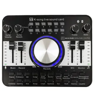 【JYC Music】新款 V3 專業直播聲卡-手機電腦樂器兼容/K歌利器/英文介面款(V3專業直播聲卡)