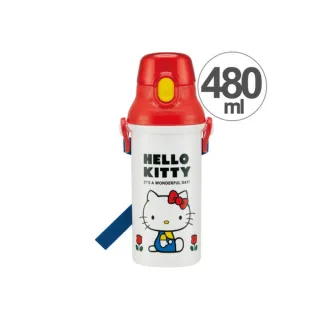 【Skater】Hello Kitty 日製直飲式水壺附背帶 480ml 水瓶 兒童水壺(hellokitty水壺)