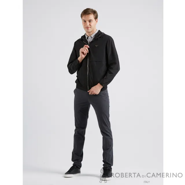 【ROBERTA諾貝達】男裝 韓國素材 休閒活力連帽夾克(黑)