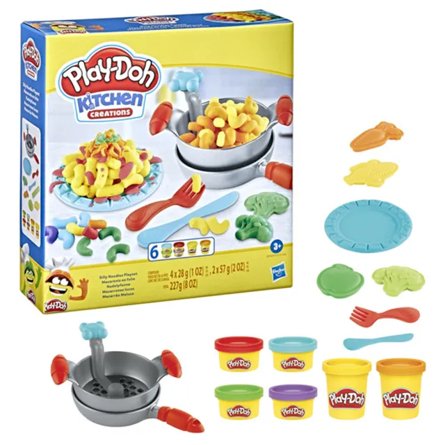 【Hasbro 孩之寶】廚房系列-培樂多綜合創作遊戲2入組-HE5112隨機(通心粉、冰品、漢堡、牛奶餅乾)