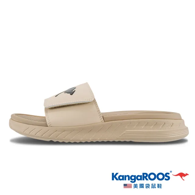 【KangaROOS 美國袋鼠鞋】女 HYPER SLIDE 厚底 增高 Q彈避震 舒適涼拖鞋(奶茶-KW31921)