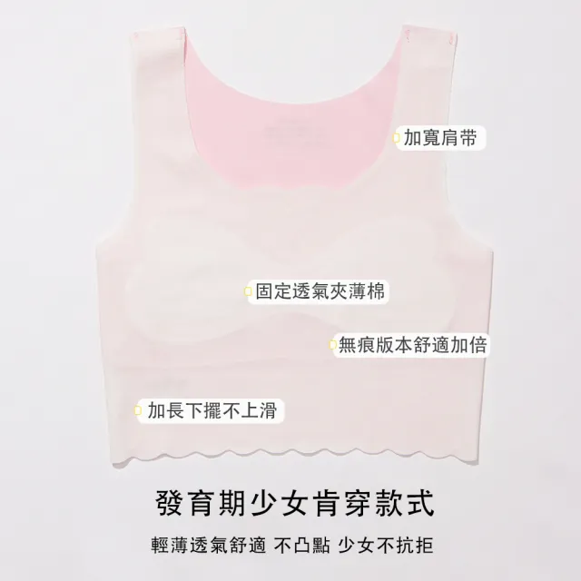 【YOIIE 良の居家】兩件組 寬肩 莫代爾冰絲親膚透氣 學生內衣少女內衣成長內衣(小學生一階段 加長背心版)