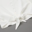 【OUWEY 歐薇】不規則壓皺V領綁帶短版上衣(白色；S-L；3232431017)