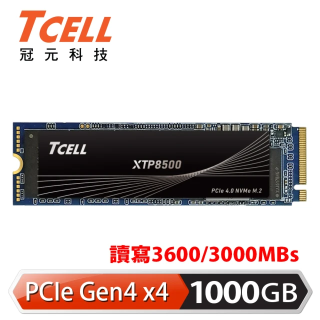【TCELL 冠元】XTP8500 1000GB NVMe M.2 2280 PCIe Gen 4x4 固態硬碟(讀：3600M/寫：3000M)