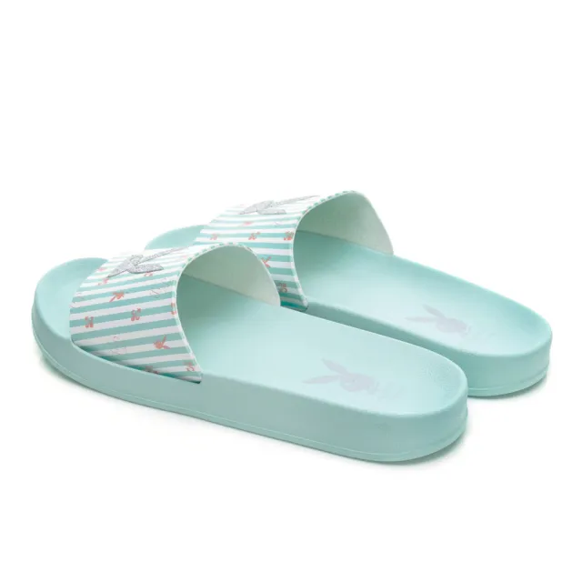 【PLAYBOY】夏日派對 經典圖騰 休閒拖鞋-藍綠-YT906FD