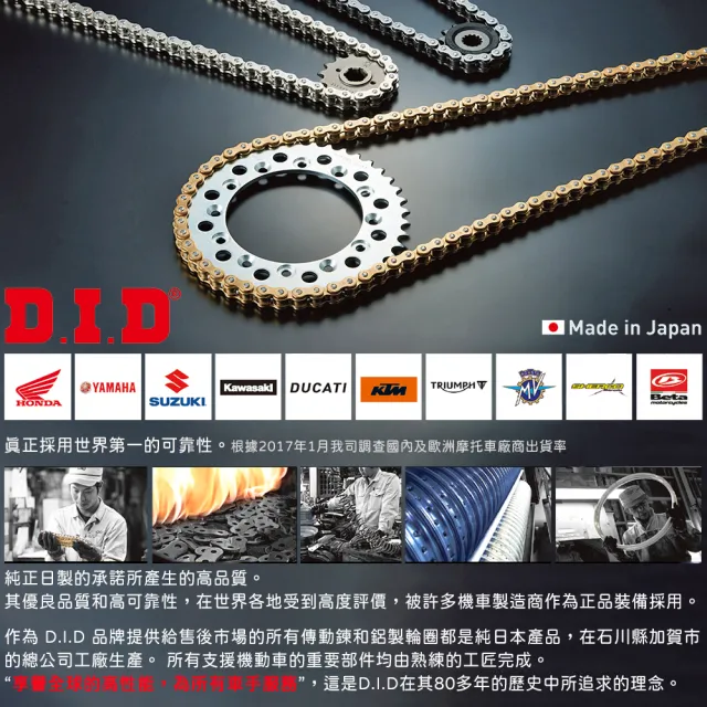 【D.I.D】VX3系列 專利X型油封 重機專用 白金色鏈條(鍊條尺寸525/鏈目120節)