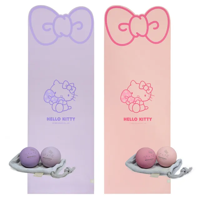 【TAIMAT】Taimat X Hello Kitty 聯名瑜伽墊+療癒球組(台灣製造 止滑佳 附贈簡易揹帶)