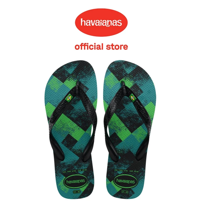 havaianas 哈瓦仕 拖鞋 男鞋 女鞋 夾腳拖 國旗 方格 漸層 Brasil Fresh 黑藍綠 4145745-7662U(哈瓦士)