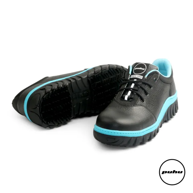 【PUHU 彪琥】真皮工作安全鞋-黑藍(100%MIT台灣製 鋼頭鞋 工作鞋 防護鞋 安全鞋)