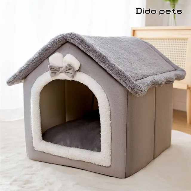 【Dido pets】房子型 可拆洗絨毛寵物睡窩(PT156)