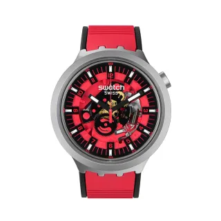 【SWATCH】金屬BIG BOLD系列手錶 RED JUICY 果漾紅 男錶 女錶 手錶 瑞士錶 錶(47mm)