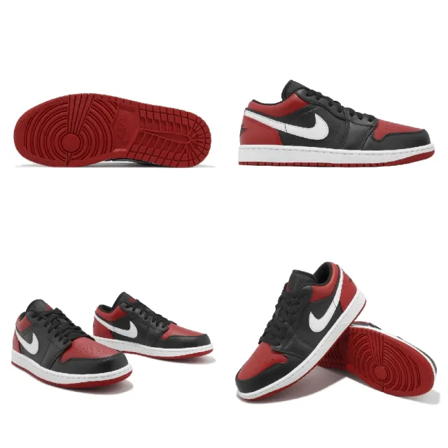 【NIKE 耐吉】休閒鞋 Air Jordan 1 Low 男鞋 皮革 AJ1 黑紅頭 Bred Toe 喬丹 1代(553558-066)