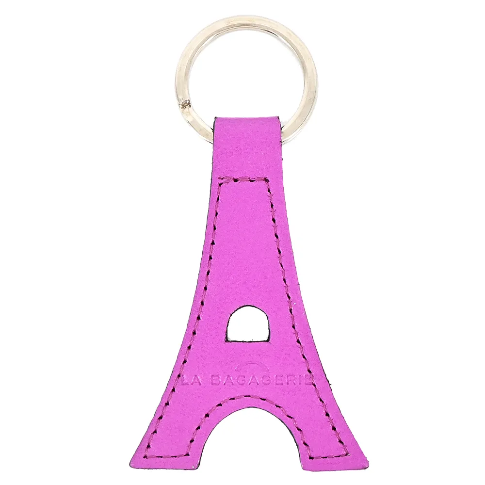 【LA BAGAGERIE】牛皮鐵塔造型鑰匙圈(紫紅)