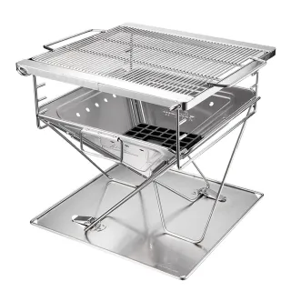 【Campingmoon 柯曼】加厚不鏽鋼焚火台 MT-055(加厚 燒烤爐 MT055 附收納袋 烤肉架 露營 逐露天下)