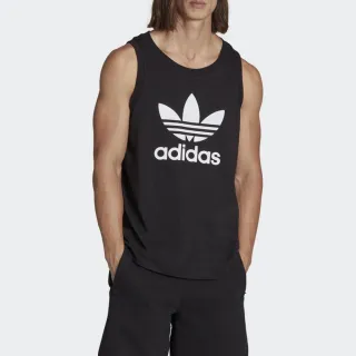 【adidas 愛迪達】背心 男款 運動背心 慢跑 三葉草 亞規 TREFOIL TANK 黑 IA4811