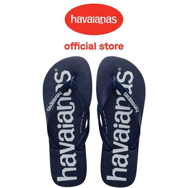 【havaianas 哈瓦仕】拖鞋 男鞋 夾腳拖 大LOGO Top Logomania 蔚藍色 4144264-0555M(哈瓦士)