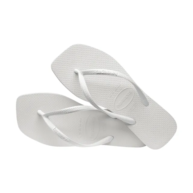 【havaianas 哈瓦仕】拖鞋 女鞋 夾腳拖 方形  Slim Square 白色 4148301-0001W(哈瓦士)