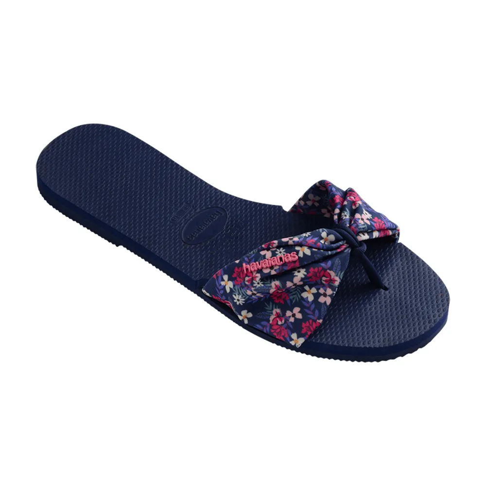 【havaianas 哈瓦仕】平底涼鞋 女鞋 拖鞋 碎花 You St Tropez Print 藍 4148246-0555W(哈瓦士)