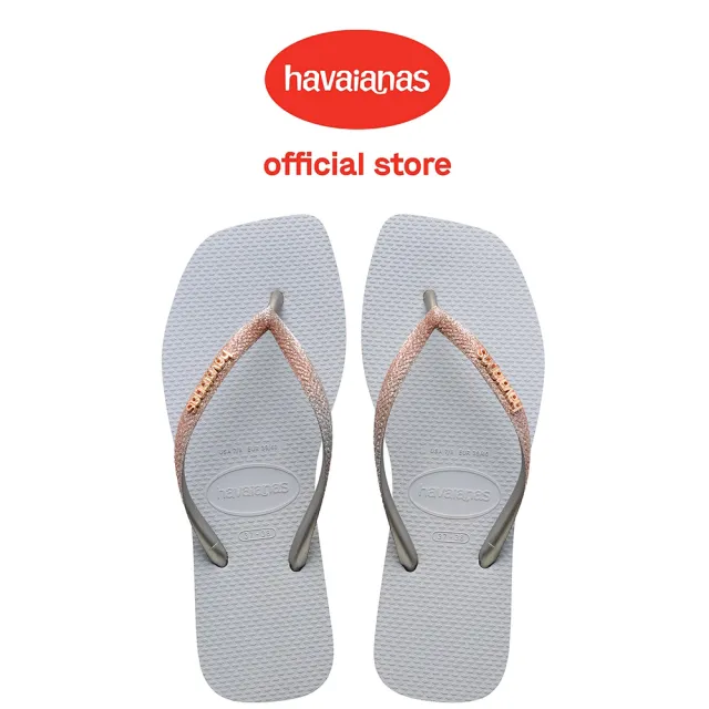 【havaianas 哈瓦仕】拖鞋 女鞋 夾腳拖 方形 漸層 Slim Square Glitter 灰白 4148102-3498W(哈瓦士)