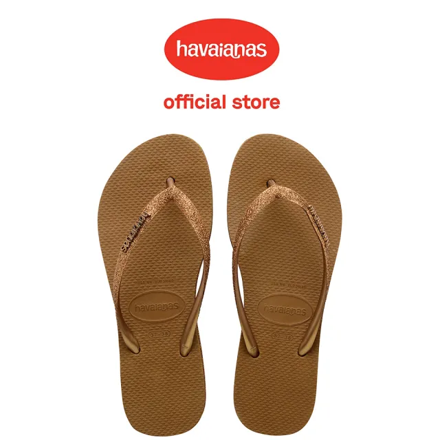 【havaianas 哈瓦仕】拖鞋 女鞋 夾腳拖 厚底 閃亮 Slim Flatform Sparkle 玫瑰金 4147256-1856W(哈瓦士)