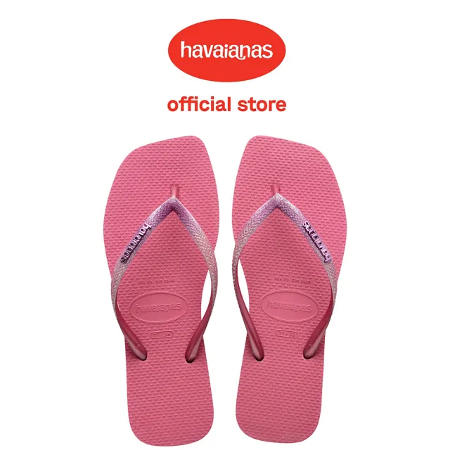 【havaianas 哈瓦仕】拖鞋 女鞋 夾腳拖 方形 漸層 Slim Square Glitter 桃紅 4148102-1750W(哈瓦士)