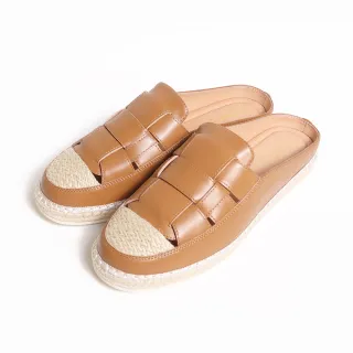 【KOKKO 集團】柔軟舒適漁夫編織平底穆勒鞋(淺咖)