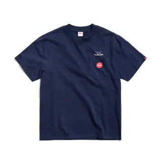 【EDWIN】男裝 寬版厚磅刺繡LOGO短袖T恤(丈青色)