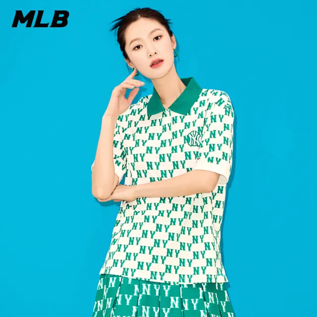 【MLB】女版短袖Polo衫 MONOGRAM系列 紐約洋基隊(3FPQM0233-50GNN)