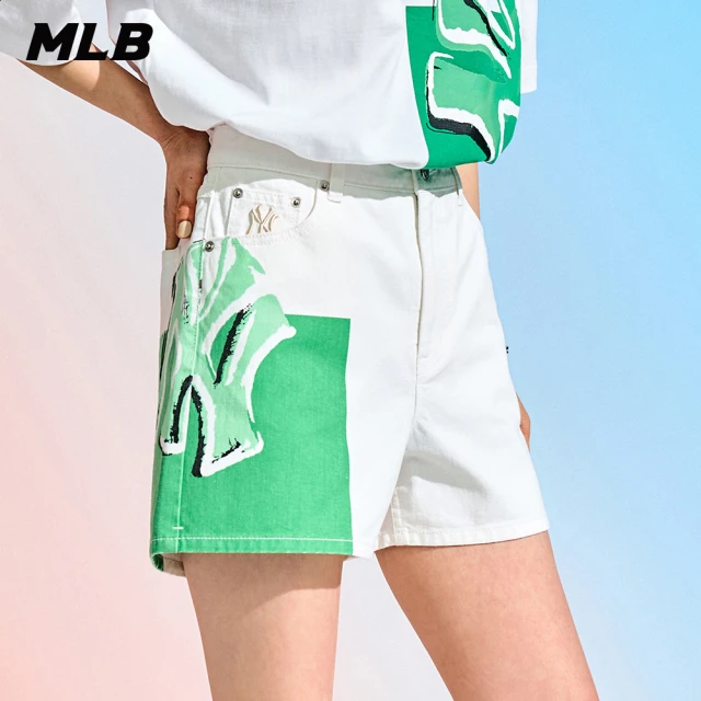 MLB 女版牛仔丹寧短褲 POP ART系列 紐約洋基隊(3FDPL0133-50CRS)