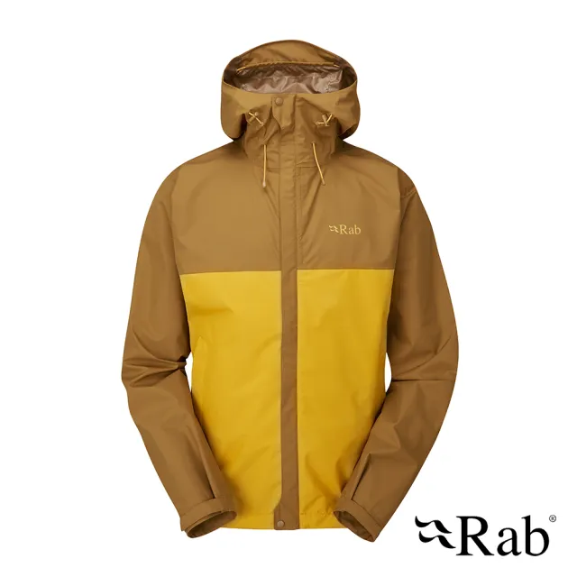 【RAB】Downpour Eco Jacket 輕量防風防水連帽外套 男款 足跡褐/撒哈拉黃 #QWG82