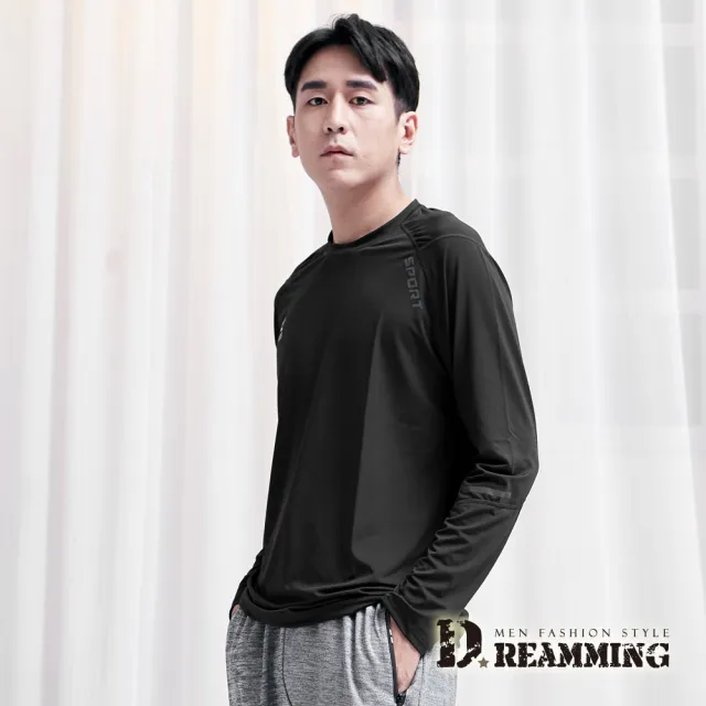 【Dreamming】SPORT彈力圓領運動長T 親膚 涼感 透氣(共二色)
