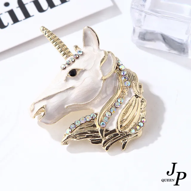 【Jpqueen】帥氣獨角獸天馬童話釉彩別針胸針(金色)