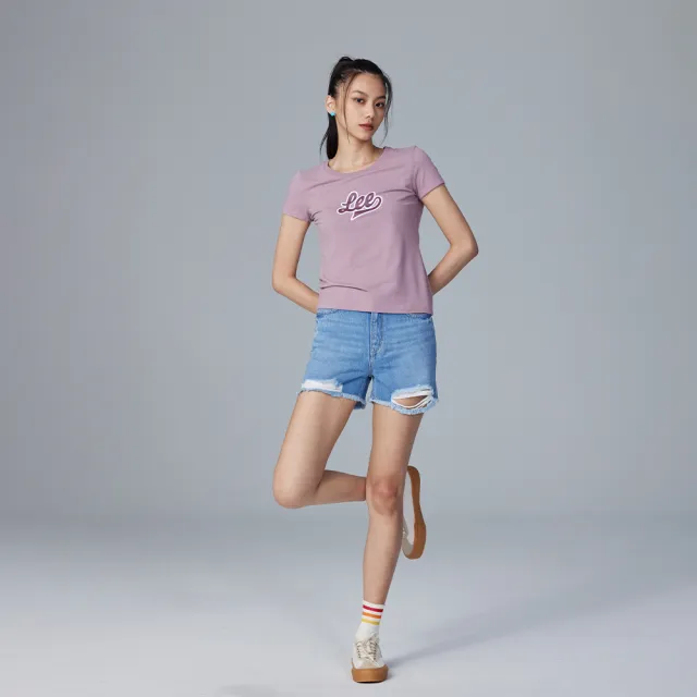 【Lee】出清品-女裝 短袖T恤 / 胸前草寫 大LOGO印花 共4色 標準版型(LL230014)