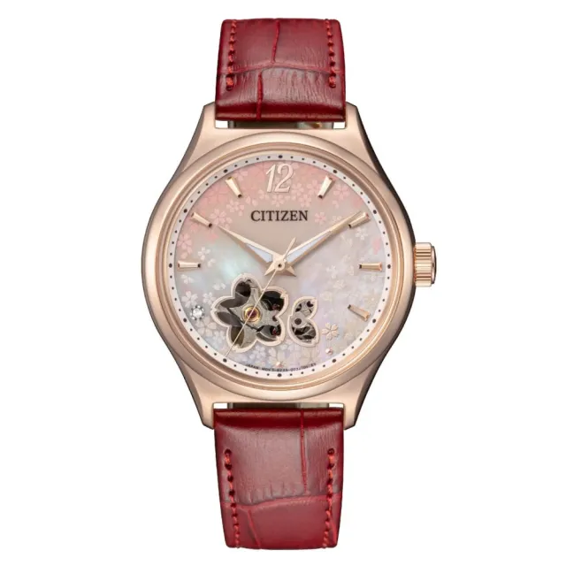 【CITIZEN 星辰】LADYS系列 Hebe田馥甄廣告款 櫻花開芯機械腕錶34mm(PC1017-61Y)