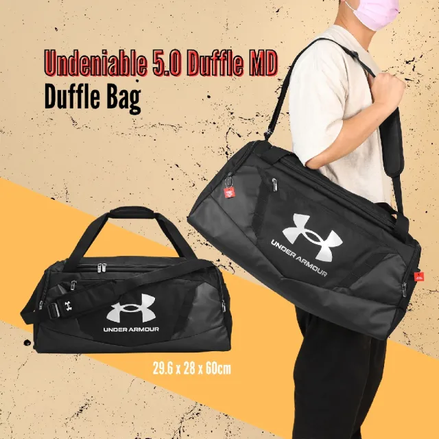 【UNDER ARMOUR】行李袋 Undeniable 5.0 Duffle MD 防潑水 黑 運動包 訓練包 側背 UA(1369223001)