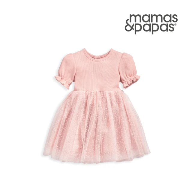 【Mamas & Papas】糯米珍珠糖-短袖洋裝-粉(5種尺寸可選)