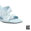 【AS 集團】極簡時髦交叉寬帶鱷魚紋牛皮方頭美型高跟拖鞋(藍)