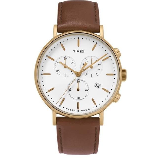 【TIMEX】天美時 復刻系列 三眼計時復古手錶 棕/白TXTW2T32300