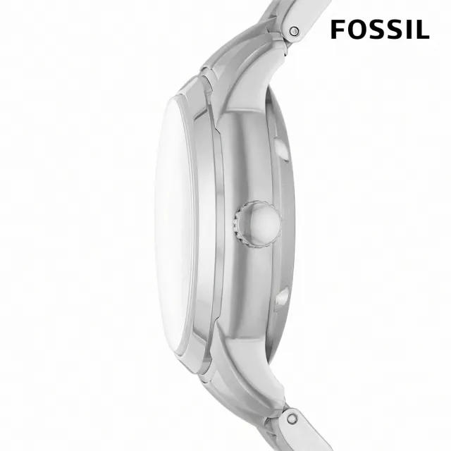 【FOSSIL 官方旗艦館】Heritage 簡約復古日曆機械手錶 銀色不鏽鋼鍊帶 38MM ME3229
