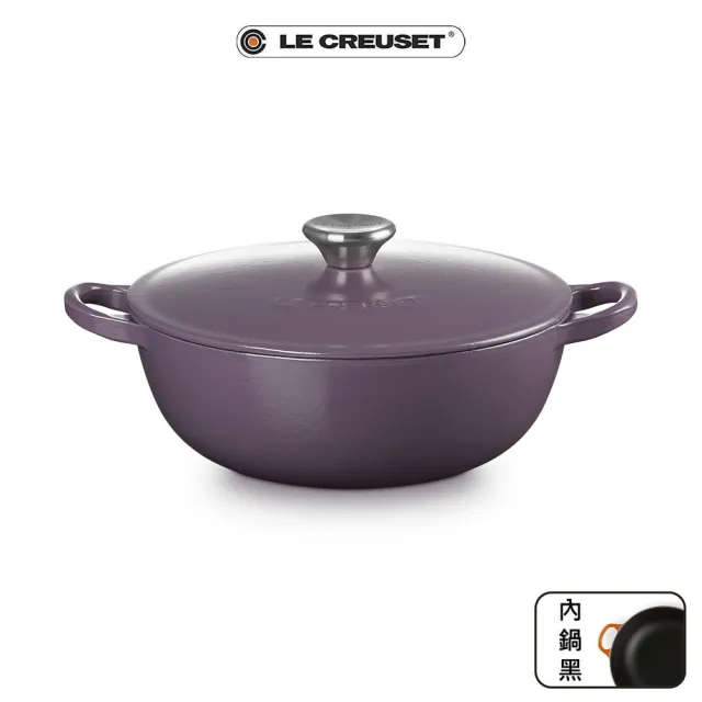 【Le Creuset】琺瑯鑄鐵鍋媽咪鍋水晶紫26cm(B鏟杓淡粉紫)
