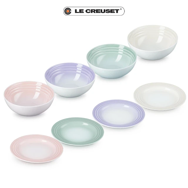 Le Creuset 瓷器瓷器圓盤組17cm*4+早餐榖片碗組16cm*4(超值8入組)