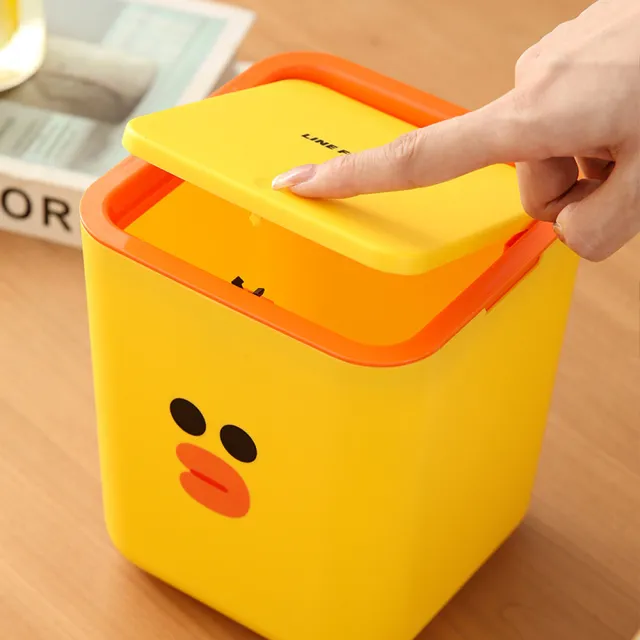 【LINE FRIENDS】熊大莎莉造型彈蓋桌面垃圾桶2.5L