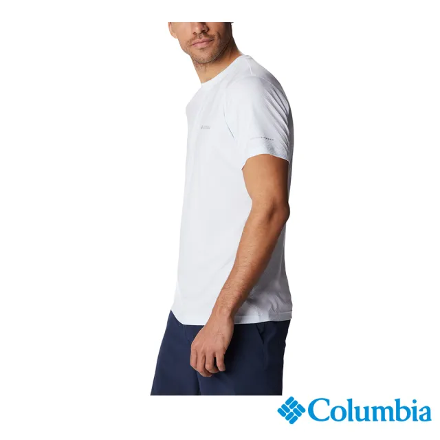 【Columbia 哥倫比亞 官方旗艦】男款-UPF30涼感快排短袖上衣-白色(UAE60840WT / 2023春夏品)