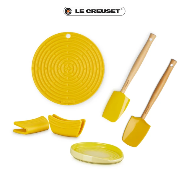 Le Creuset 瓷器橢圓鏟座盤+矽膠4入組