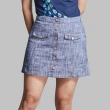 【Kspire】金屬設計釦A字短裙 藍色(女裝短裙 棉麻短裙 合身 現貨)