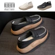 【Alberta】福樂鞋 休閒鞋 粗繩縫製設計素色皮質鞋面3.5cm厚底包鞋