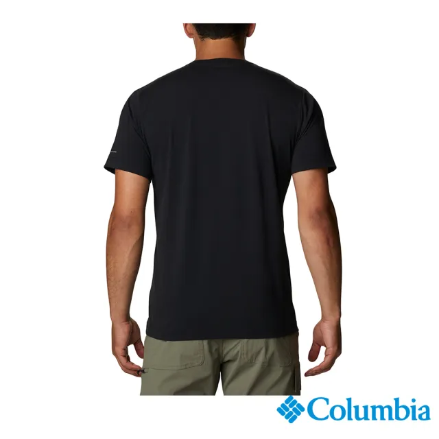 【Columbia 哥倫比亞 官方旗艦】男款-UPF50快排短袖上衣-黑色(UAE13530BK / 2023春夏品)
