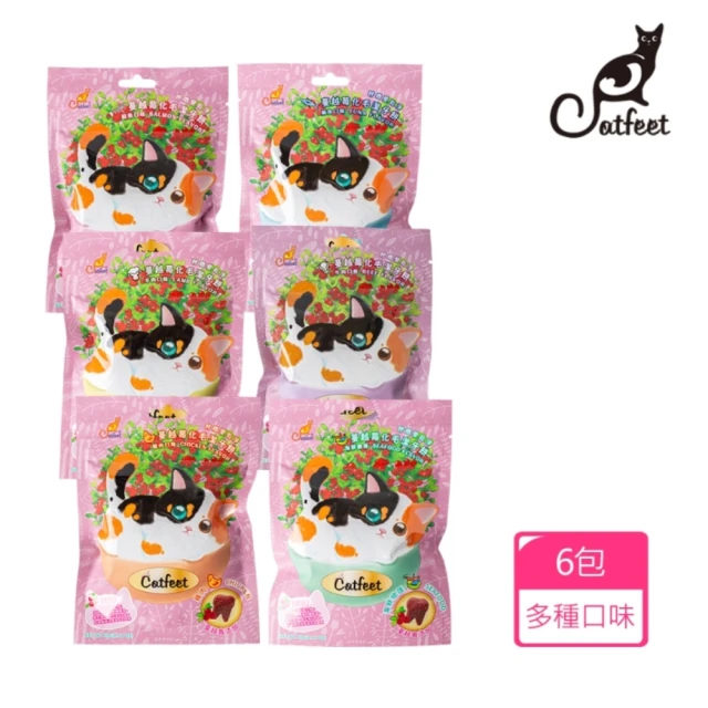 【CatFeet】呼嚕愛乾淨 蔓越莓化毛潔牙餅 60g 6包組《六種口味及綜合》(潔牙 寵物點心 貓咪點心 貓零食)