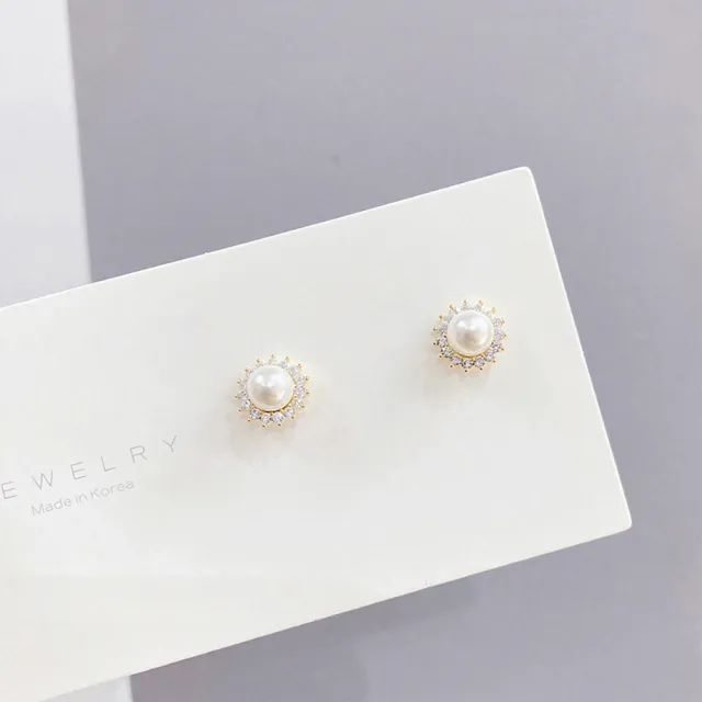【Umi】1卡3對韓式東大門925純銀針單圈單鑽優雅珍珠鑲鑽奢華時尚優雅百搭銀耳環(微鑲鑽純色耳釘針扣557)