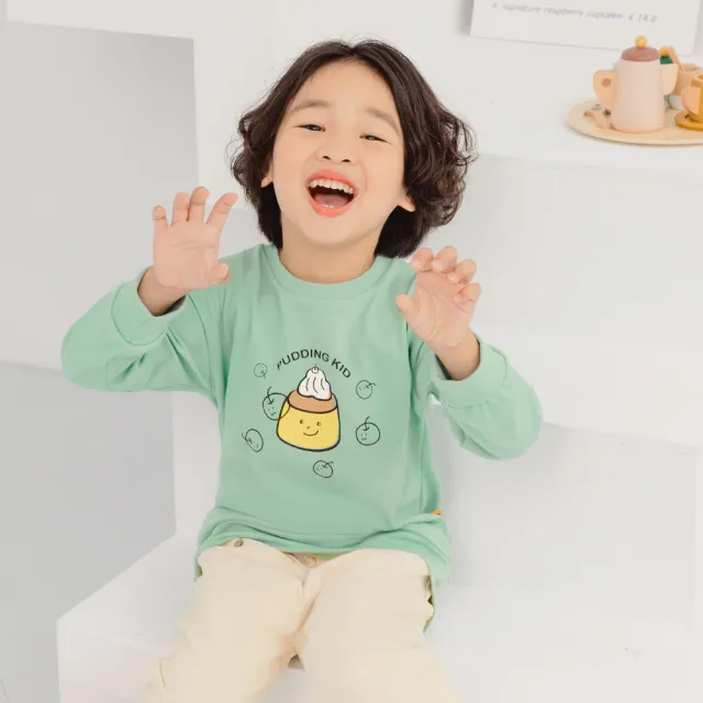 【OB 嚴選】咖啡廳家族美國棉快乾布丁小子吐司男孩長袖上衣童裝 《QA1572》